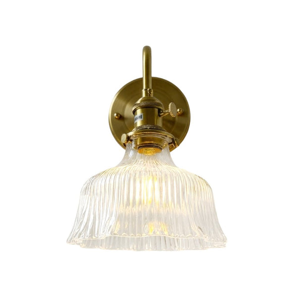 Vintage 1-Light Striped Glass Flower Gooseneck Wall Sconce - Yiilighting