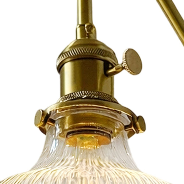 Vintage 1-Light Striped Glass Flower Gooseneck Wall Sconce - Yiilighting