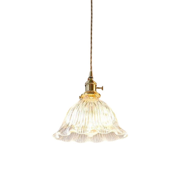 Vintage 1 - Light Striped Glass Flower - Shaped Pendant Light - Yiilighting