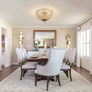 Vintage 3 - Light Brass Crystal Dome - Shaped Cage Flush Mount Ceiling Light - Yiilighting