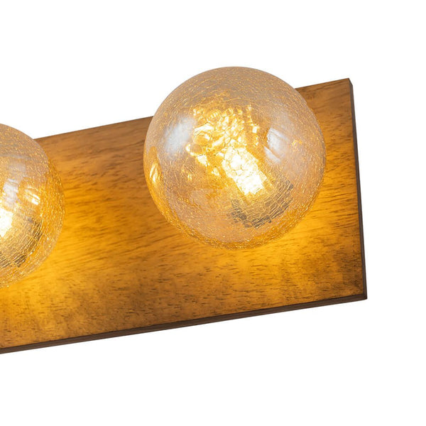 Vintage 4 - Light Oak Wood Glass Globe Vanity Wall Sconce - Yiilighting