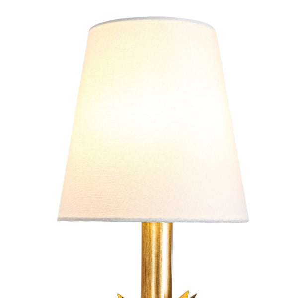 Vintage Antique Gold Leaf Stem Wall Sconce with Conical Fabric Shade - Yiilighting