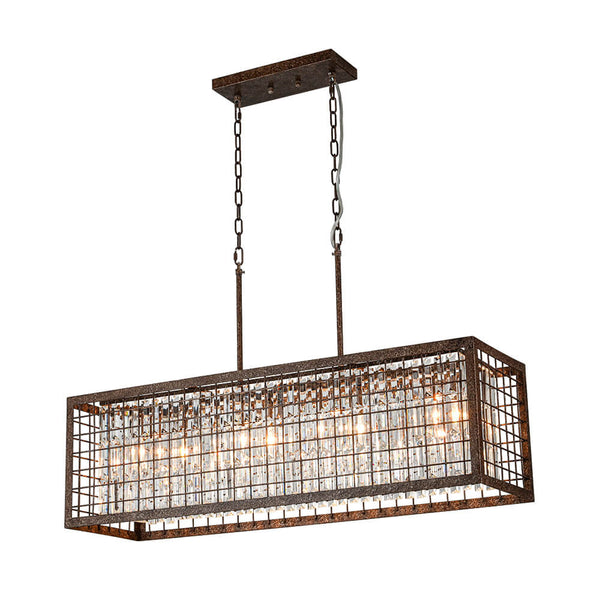 Vintage Farmhouse 4 - Light Rectangle Island Crystal Chandelier - Yiilighting