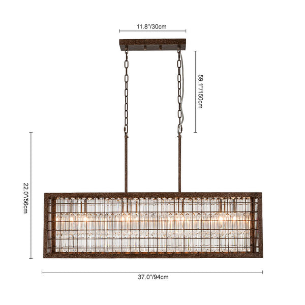 Vintage Farmhouse 4 - Light Rectangle Island Crystal Chandelier - Yiilighting