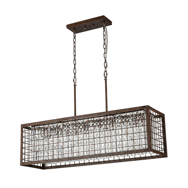 Vintage Farmhouse 4 - Light Rectangle Island Crystal Chandelier - Yiilighting