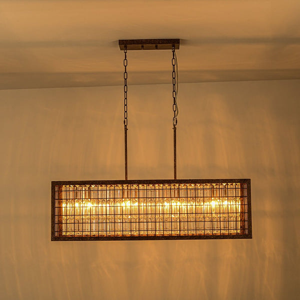 Vintage Farmhouse 4 - Light Rectangle Island Crystal Chandelier - Yiilighting