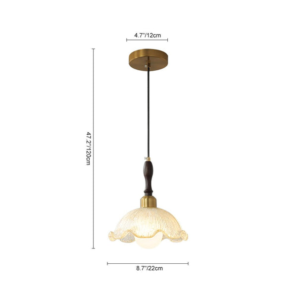 Vintage French 1 - Light Ruffled Gold - Leaf Resin Pendant Light - Yiilighting