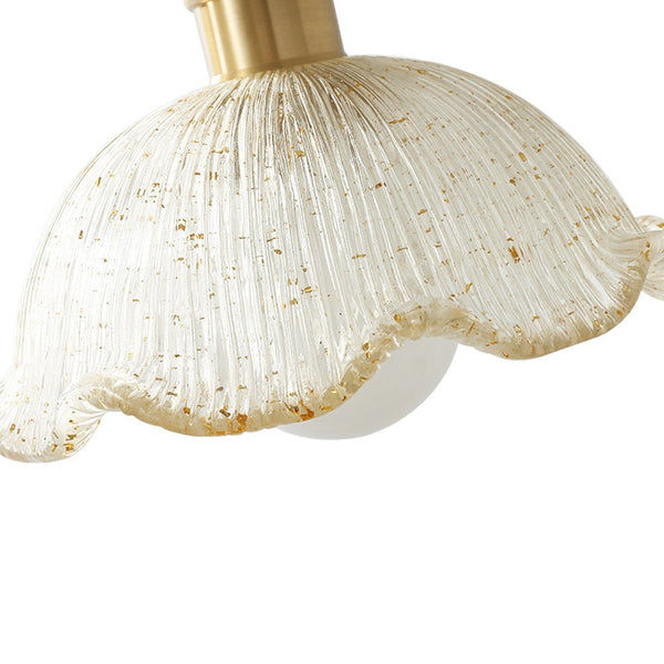 Vintage French 1 - Light Ruffled Gold - Leaf Resin Pendant Light - Yiilighting