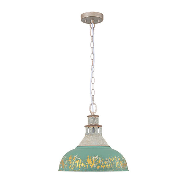 Vintage Industrial Bowl Pendant Light | Antique Teal & Brass | Farmhouse Style - Yiilighting