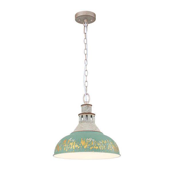 Vintage Industrial Bowl Pendant Light | Antique Teal & Brass | Farmhouse Style - Yiilighting