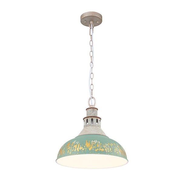 Vintage Industrial Bowl Pendant Light | Antique Teal & Brass | Farmhouse Style - Yiilighting