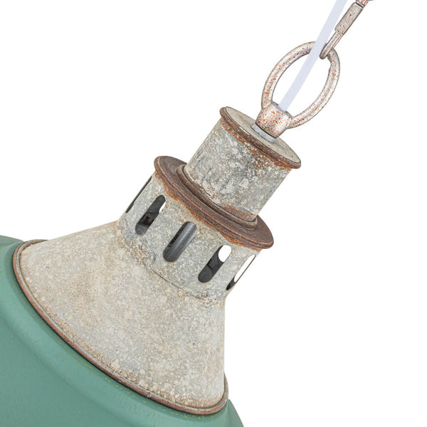 Vintage Industrial Bowl Pendant Light | Antique Teal & Brass | Farmhouse Style - Yiilighting