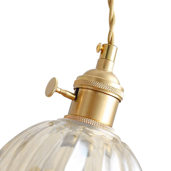 Vintage Retro 1-Light Vertical Ribbed Petal Bud Glass Pendant Light - Yiilighting