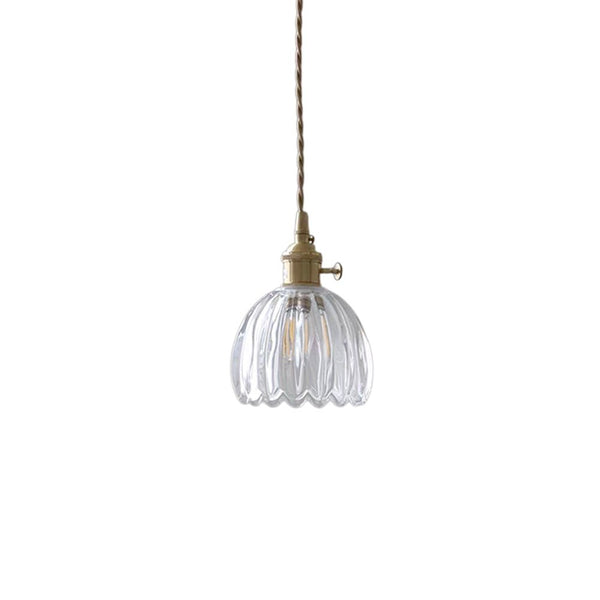 Vintage Retro 1-Light Vertical Ribbed Petal Bud Glass Pendant Light - Yiilighting