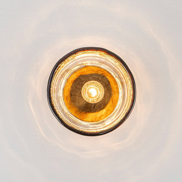 Vintage Retro Smoky Swirl Amber Glass Semi - Flush Ceiling Light - Yiilighting