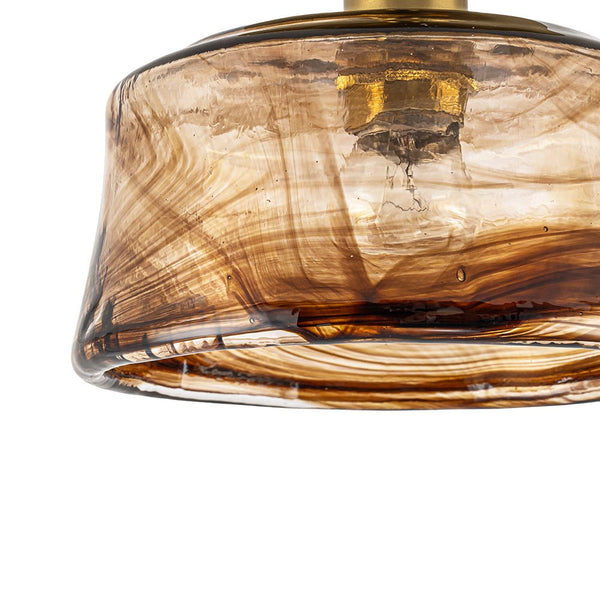 Vintage Retro Smoky Swirl Amber Glass Semi - Flush Ceiling Light - Yiilighting