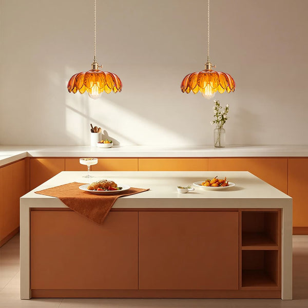Vintage Romantic 1 - Light Retro Lotus Petal Glass Pendant Light - Yiilighting