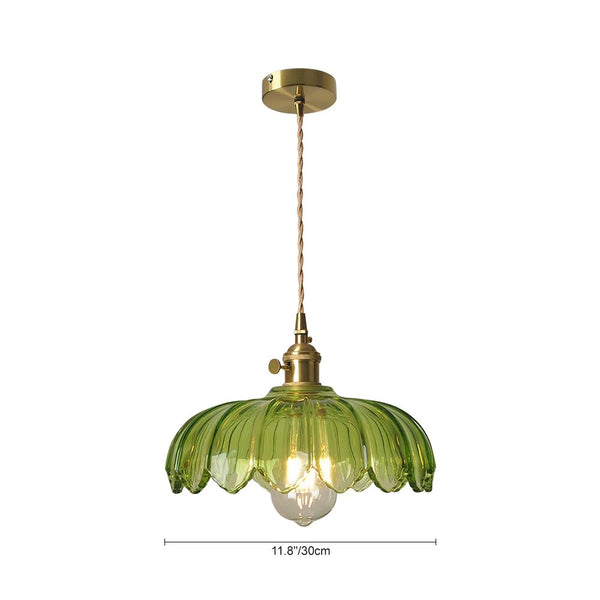 Vintage Romantic 1 - Light Retro Lotus Petal Glass Pendant Light - Yiilighting