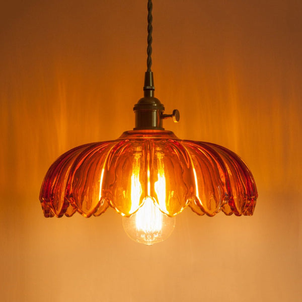 Vintage Romantic 1 - Light Retro Lotus Petal Glass Pendant Light - Yiilighting