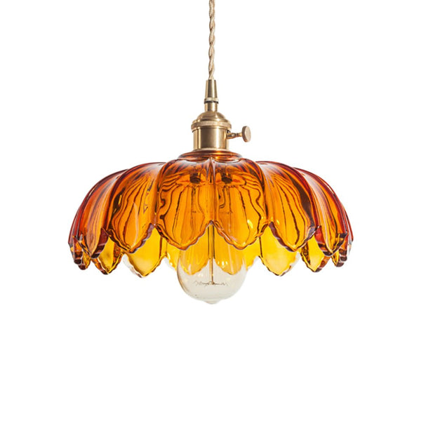 Vintage Romantic 1 - Light Retro Lotus Petal Glass Pendant Light - Yiilighting