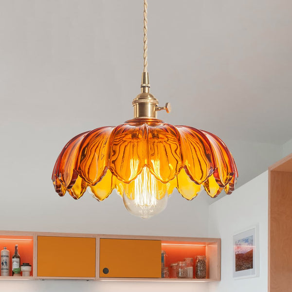 Vintage Romantic 1 - Light Retro Lotus Petal Glass Pendant Light - Yiilighting