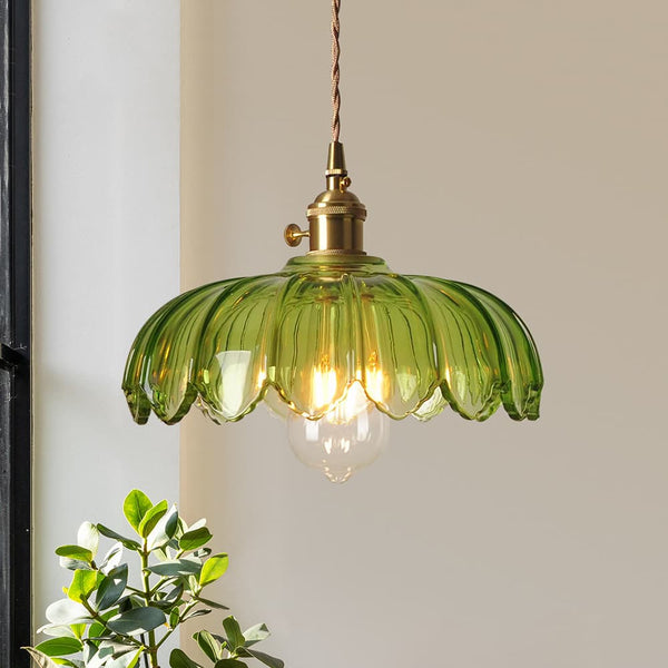 Vintage Romantic 1 - Light Retro Lotus Petal Glass Pendant Light - Yiilighting