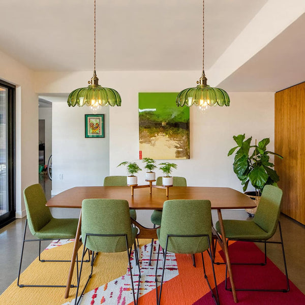 Vintage Romantic 1 - Light Retro Lotus Petal Glass Pendant Light - Yiilighting