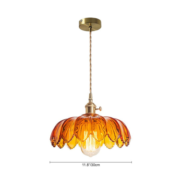 Vintage Romantic 1 - Light Retro Lotus Petal Glass Pendant Light - Yiilighting
