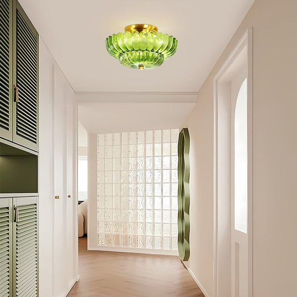 Vintage Romantic Retro Petal Glass Flush Mount Ceiling Light - Yiilighting