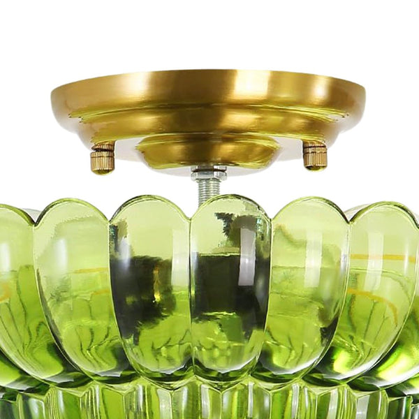 Vintage Romantic Retro Petal Glass Flush Mount Ceiling Light - Yiilighting