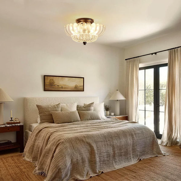 Vintage Romantic Retro Petal Glass Flush Mount Ceiling Light - Yiilighting