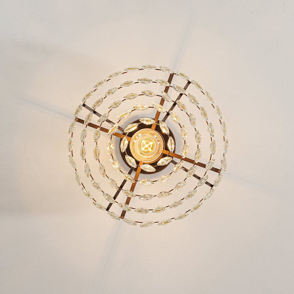 Vintage Single - Light Pyramid - Shape Teardrop Crystal Metal Semi Flush Mount Ceiling Light - Yiilighting