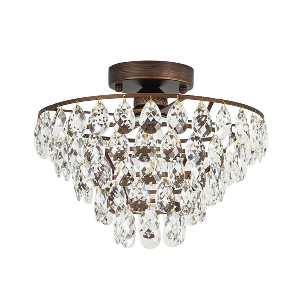 Vintage Single - Light Pyramid - Shape Teardrop Crystal Metal Semi Flush Mount Ceiling Light - Yiilighting
